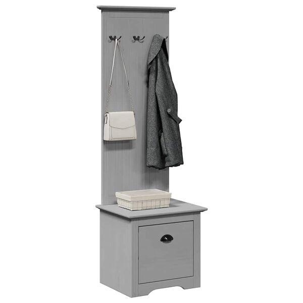 vidaXL Hallway Cabinet Grey Solid pinewood, engineered wood, metal