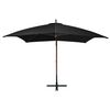 vidaXL Hanging Garden Parasol Black Fir Wood Large Adjustable Armrests
