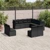 vidaXL Garden Sofa Set Black PE rattan, powder-coated steel Large