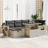 vidaXL Garden Sofa Set Light Grey PE Rattan Large Adjustable Feet