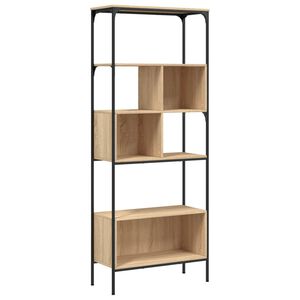 vidaXL Bookcase Sonoma oak Engineered wood, Metal Large Adjustable Feet
