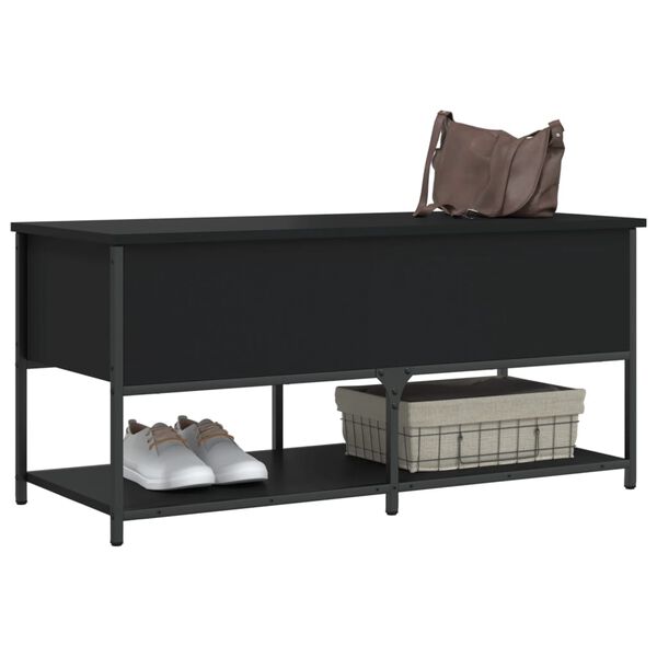 vidaXL Storage Bench Black Engineered Wood Storage Bench Rectangular