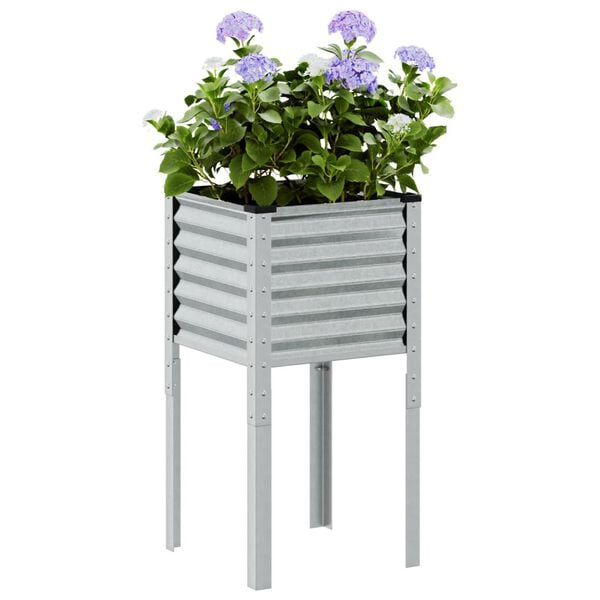 vidaXL Garden Planter Galvanized Galvanized Steel 17.7 x 17.7 x 34.6 in