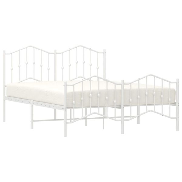 vidaXL Bed Frame White Powder-Coated Steel Double Bed Frame