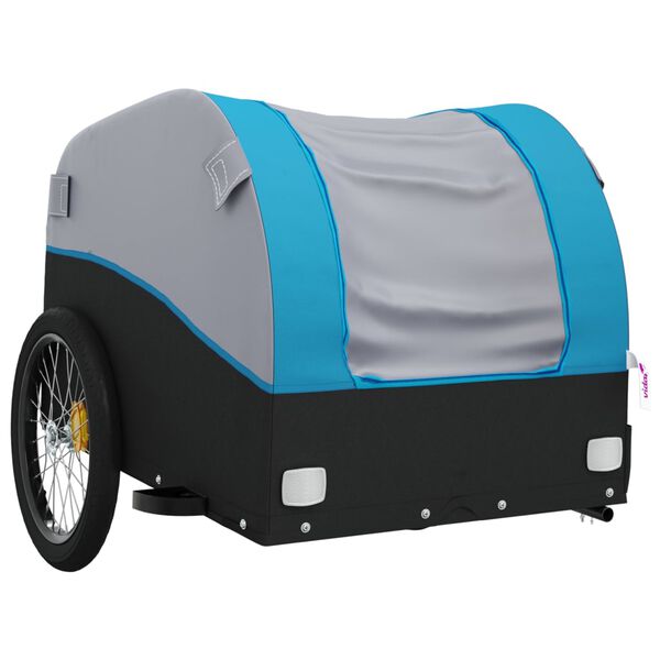 vidaXL Bike Trailer Black and Blue 99.2 lb Iron
