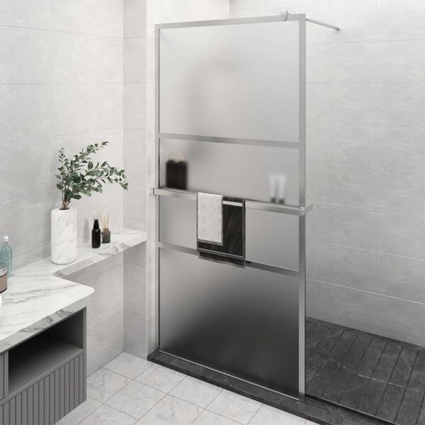 vidaXL Walk-in Shower Wall with Shelf Chrome 45.3x76.8" ESG Glass&Aluminium
