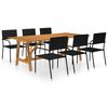 vidaXL Dining Set Black Solid Acacia Wood Large Stackable