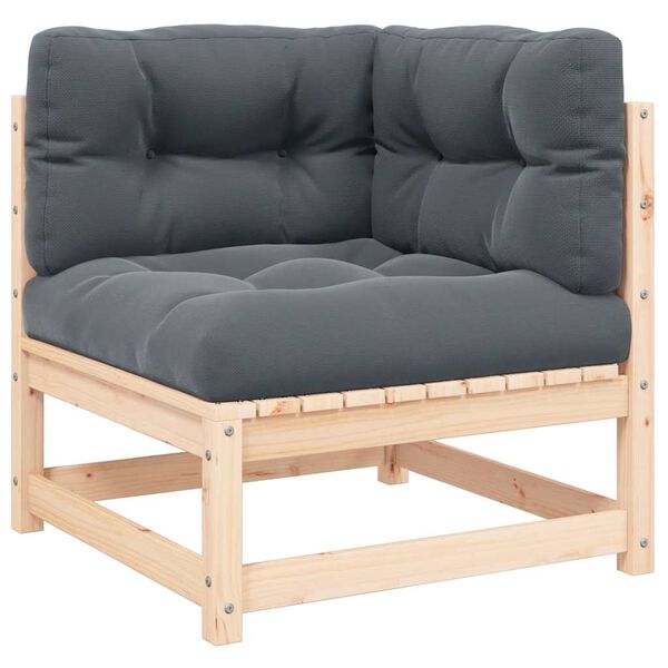 vidaXL Wooden Corner Sofa Anthracite Solid pine wood, 100% polyester