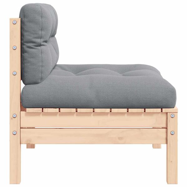 vidaXL Garden Middle Sofa Gray Solid Pine Wood Medium Modular