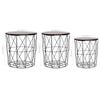 vidaXL Coffee Table Set of 3 Black Metal Medium Stackable