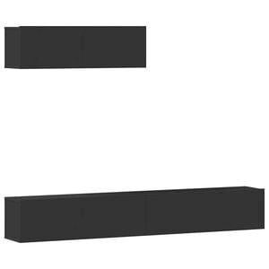 vidaXL TV Cabinet Set Set of 3 Black Engineered wood Medium