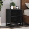 vidaXL Stylish Black Bedside Cabinet Engineered wood & metal Modern design
