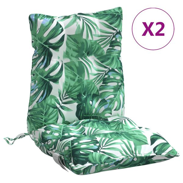 vidaXL Lowback Chair Cushion Set of 2 Leaf Pattern