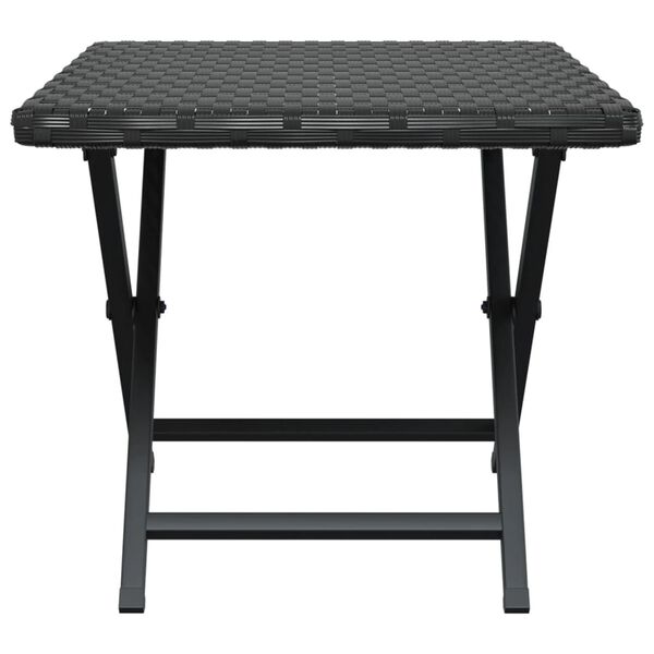 vidaXL Folding Table Black PE rattan, powder-coated steel Compact