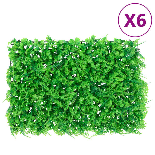 vidaXL Artificial Fern Leaf Fence Set of 6 Green PE (Polyethylene)