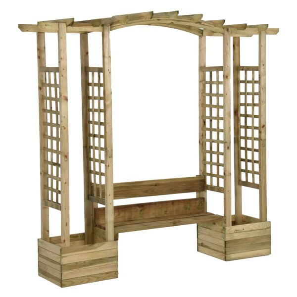 vidaXL Pergola Green Solid Pine Wood 90.6 x 23.6 x 77.9 in Planters
