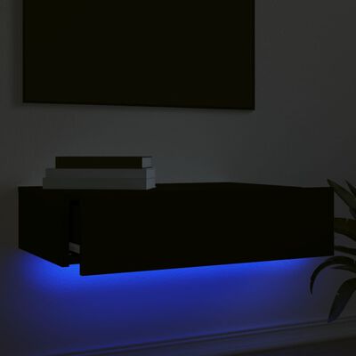 vidaXL TV Stand with LED Lights Black 23.6"x13.8"x6.1"