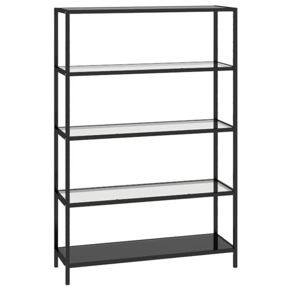 vidaXL Shelf Black and Transparent Tempered Glass, Powder-Coated Iron
