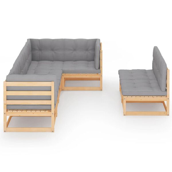 vidaXL Garden Lounge Set Natural Solid pine wood, 100% polyester Modular