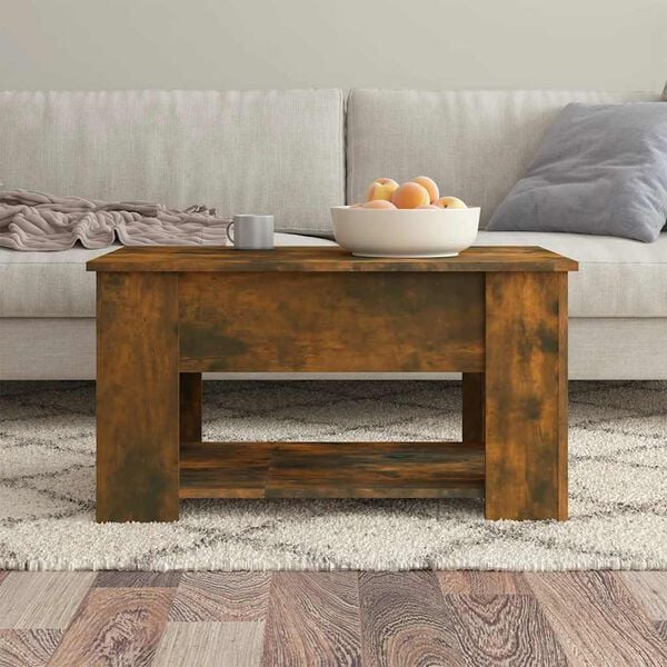 vidaXL Coffee Table Smoked oak Engineered wood 31.1 x 19.3 x 16.1 in