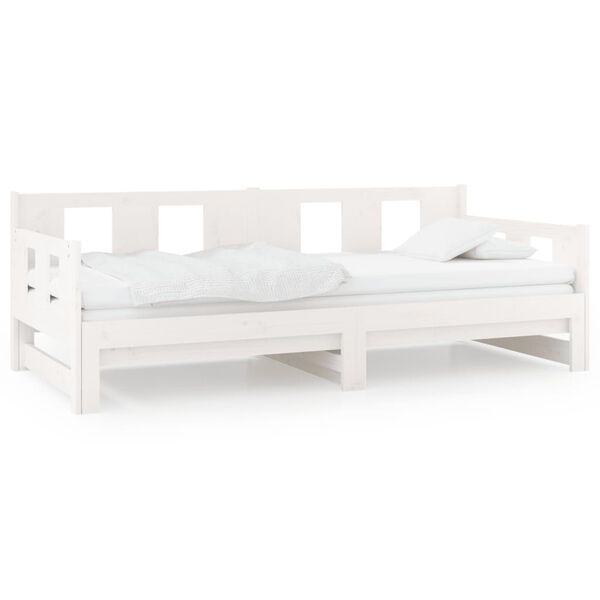 vidaXL Pull-out Day Bed White Solid pine wood Standard