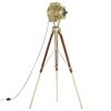vidaXL Floor Lamp Natural and brass Solid mango wood Large Floor Lamp