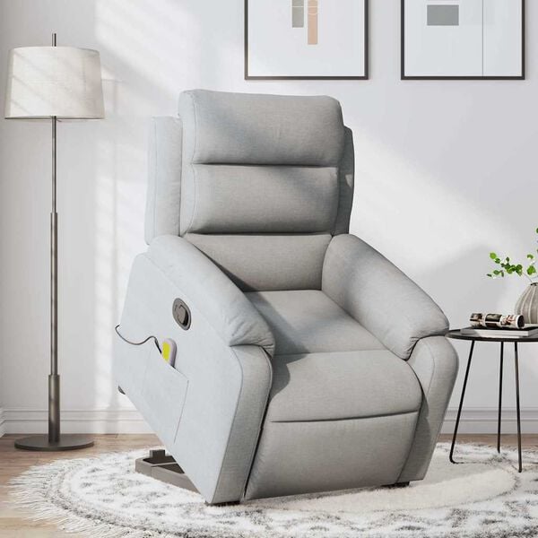 vidaXL Stand Up Massage Recliner Chair Light grey