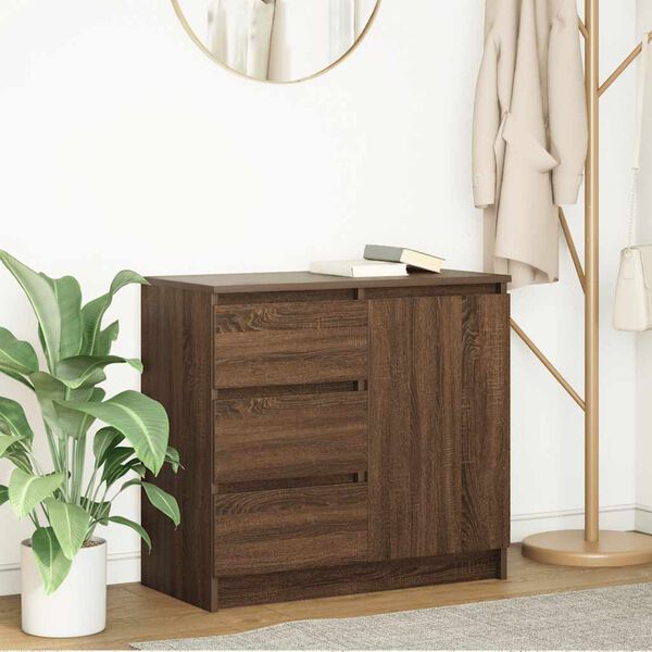vidaXL Sideboard Brown oak Engineered wood 28.0 x 13.8 x 25.6 in