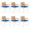 vidaXL Patio Chairs 6 pcs with Cushions Solid Teak Wood