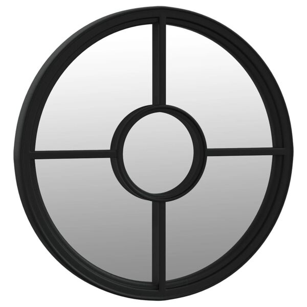 vidaXL Mirror Black Iron, Glass Medium Decorative Inlays Mirror