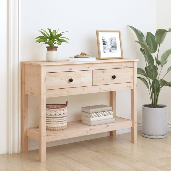 vidaXL Console Table Natural wood Solid Pine Wood 39.4x13.8 in