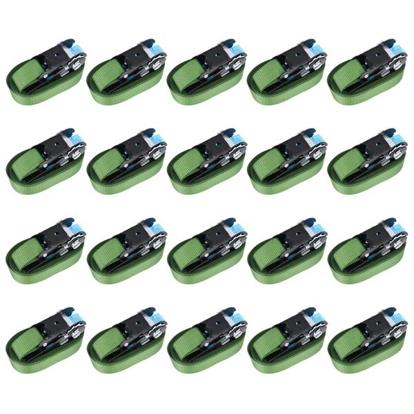 vidaXL Ratchet Tie Down Straps 20 pcs 800 daN 19.7 ' Green