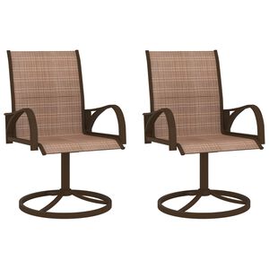 vidaXL Garden Chair Set of 2 Brown Textilene, Powder-Coated Steel