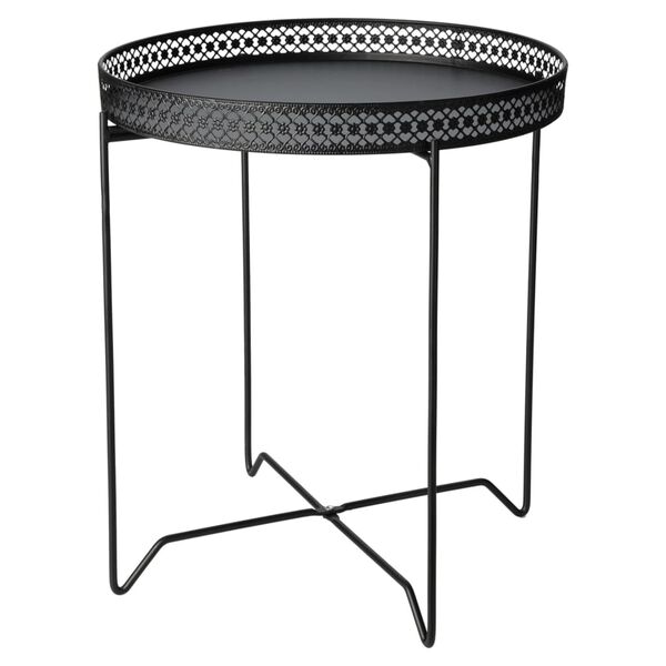 H&S Collection End Table Black Carbon steel, MDF Medium Foldable