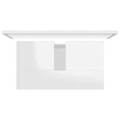 White bathroom vanity mirror assembly with two large panels and a shelf above.
