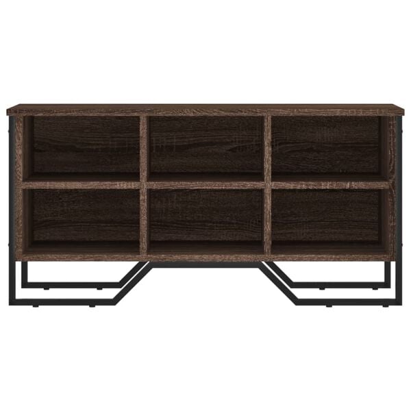 vidaXL Shoe Cabinet Brown Oak Engineered Wood, Metal Medium Shoe Cabinet