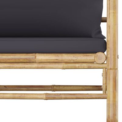 vidaXL 8 Piece Patio Lounge Set with Dark Gray Cushions Bamboo