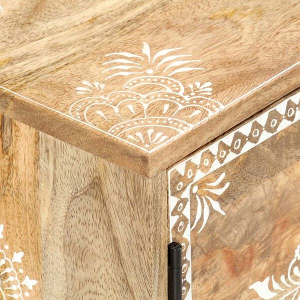vidaXL TV Cabinet Natural Mango Wood with Handpainted Patterns