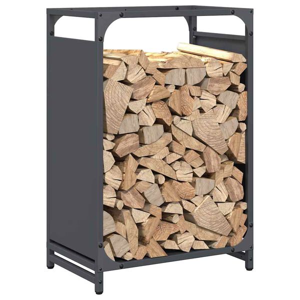vidaXL Firewood Rack Anthracite 17.3x11.0x25.6" Cold-rolled steel