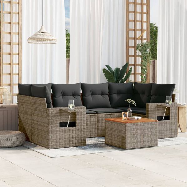 vidaXL Garden Sofa Set Grey PE rattan Large Modular Outdoor Sofa Set