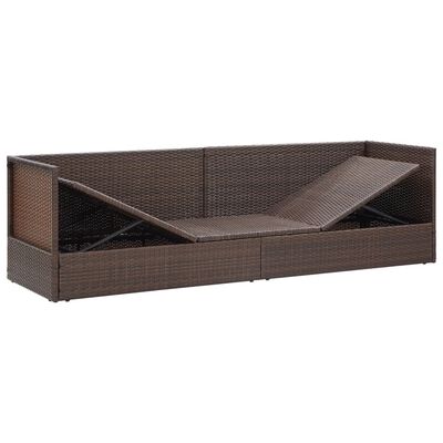 vidaXL Patio Bed with Cushion & Pillows Poly Rattan Brown