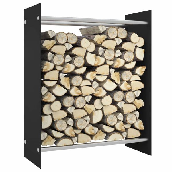 vidaXL Firewood Rack Black 31.5x13.8x39.4" Tempered Glass