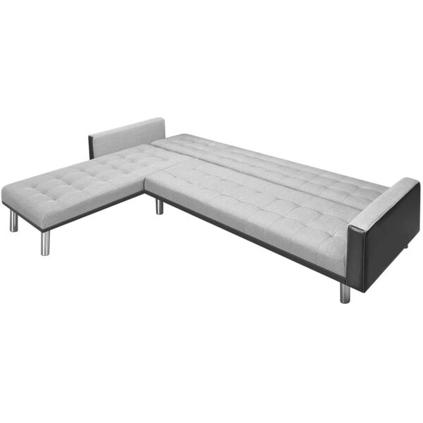 vidaXL Corner Sofa Bed Fabric 85.8"x61"x27.2" Black and Gray