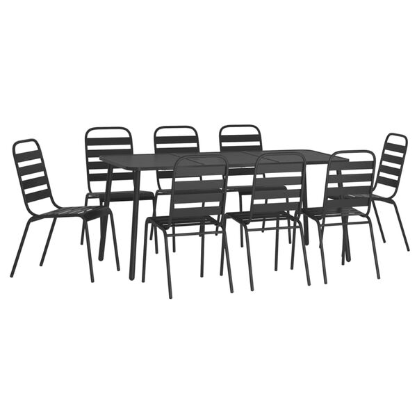 vidaXL Garden Dining Set Anthracite Steel Medium Stackable