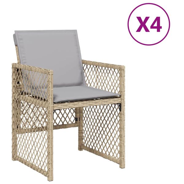 vidaXL Garden Chair Mix Beige, Light Grey PE Rattan, Powder-Coated Steel