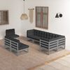 vidaXL Garden Lounge Set Grey Solid pine wood, fabric (100% polyester)