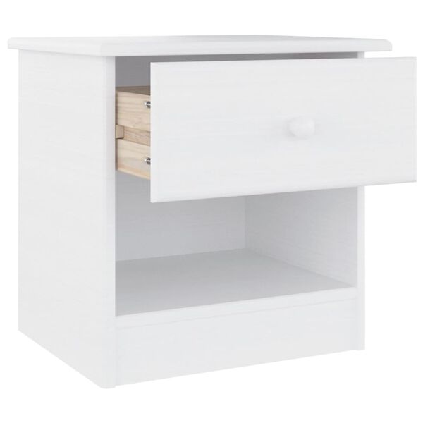 vidaXL Nightstand White Solid pine wood 16.1 x 13.8 x 16.1 in Nightstand