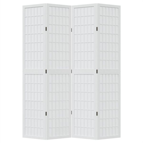 vidaXL Room Divider 4 Panels White Solid Wood Paulownia