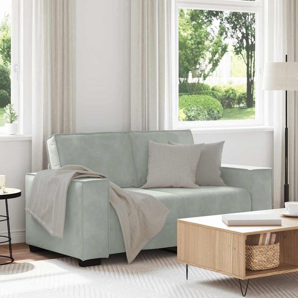 vidaXL 2-seater Sofa Light grey Velvet, metal, plywood, solid wood