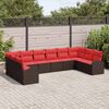 vidaXL Sofa Set with Cushion 10 pcs Brown Synthetic: Poly Rattan